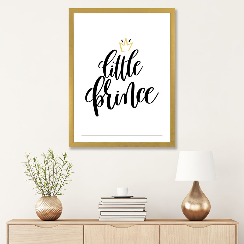 «Little Prince Typ Gold Crown», reproduction d'art textuel, H 32 po x l 24 po x P 1 po, Papier encadré doré, Blanc