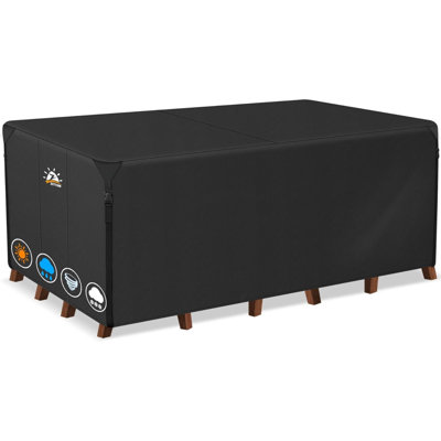 Housse de mobilier de patio rectangulaire - Housse de table d'extérieur 600D imperméable et robuste, ensemble de meubles de jardin pour l'extérieur