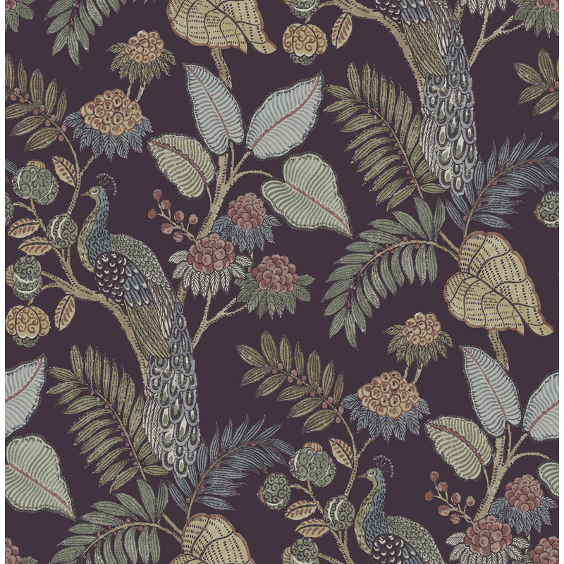 Papier peint Geneva Plum Peacock Paradise, Mauve