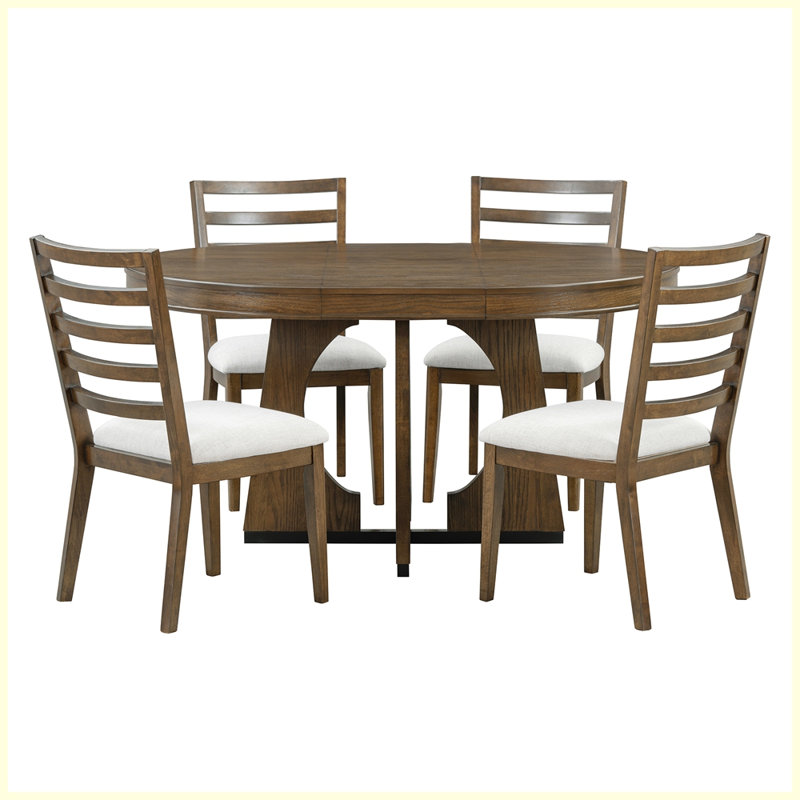 Ensemble de table de salle à manger extensible Modern Modern avec rallonge centrale amovible de 16 po, Noyer, Noyer