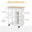 28" Rolling Kitchen Island With Storage, Kitchen Cart With Solid Bamboo Top, Wire Basket,Door Cabinet And Drawers, White