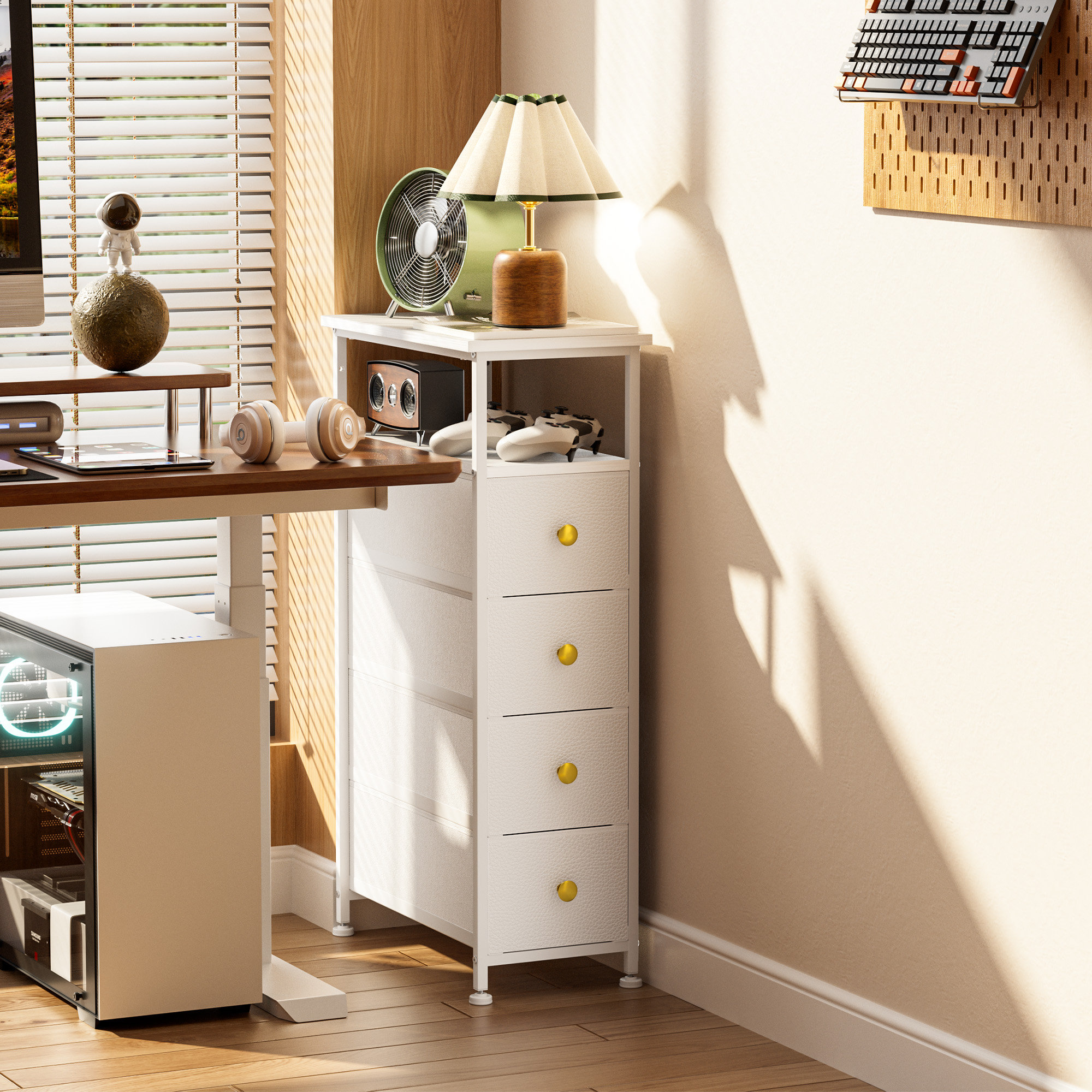 Wrought Studio Narrow Dresser for Bedroom Tall Nightstand with 4 ...