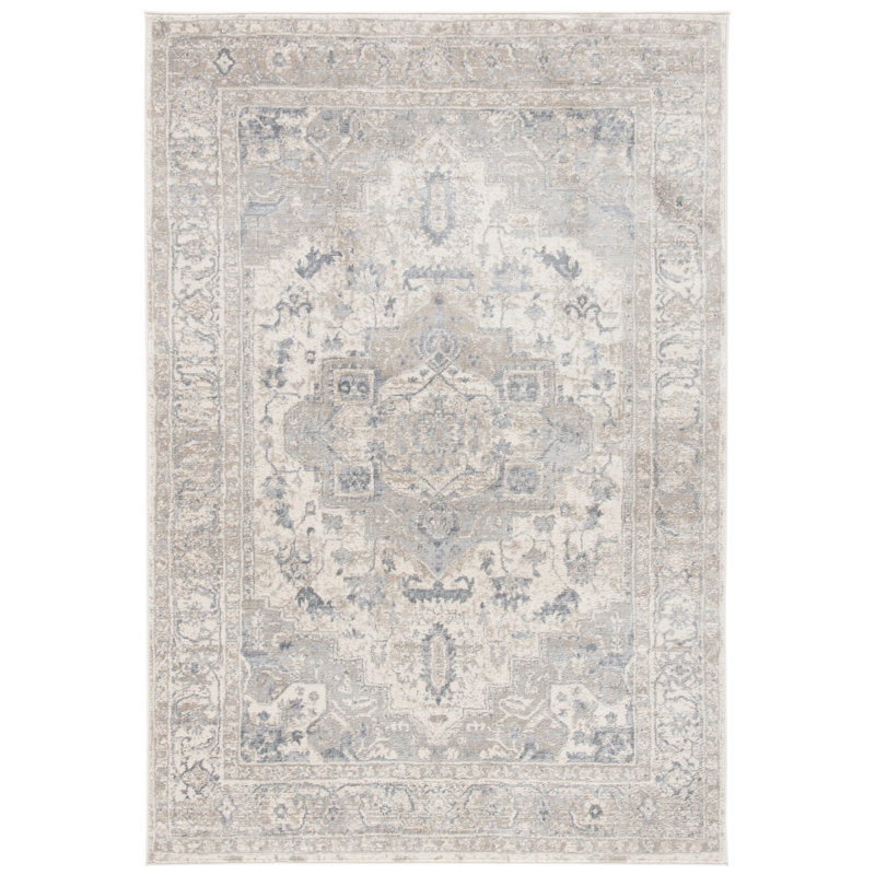 Tapis oriental ivoire / gris Aurich, Rectangle 6 pi x 9 pi