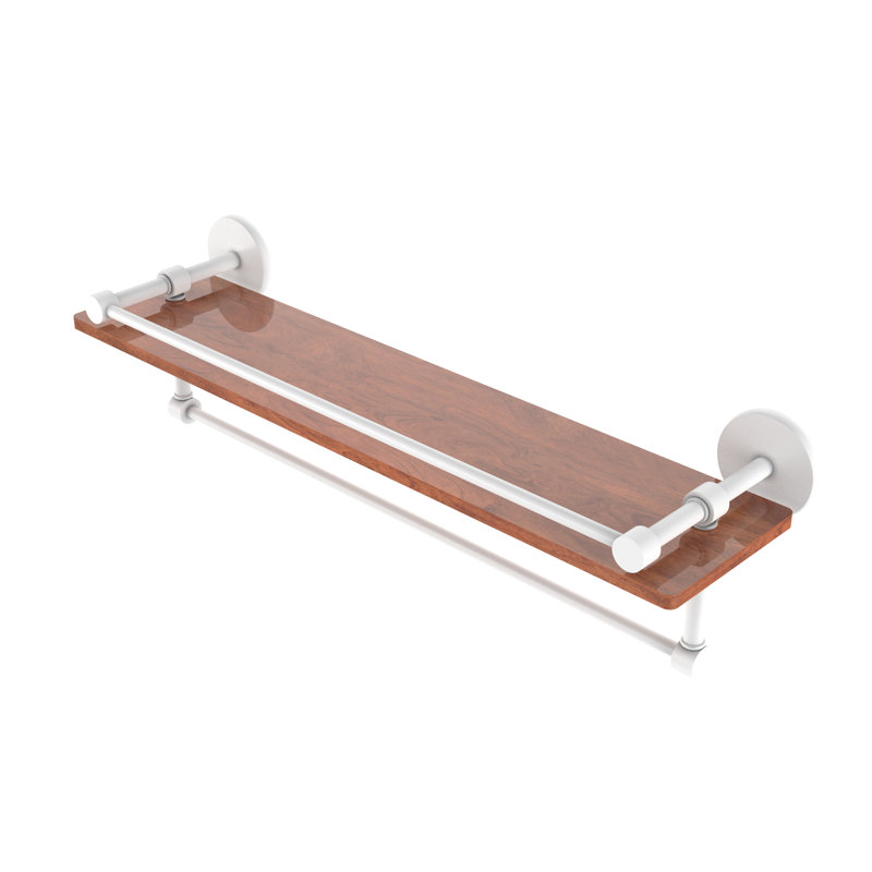 Dalston Bracket Shelf with Towel Bar, Matte White, 5"H x 22" W x 5" D