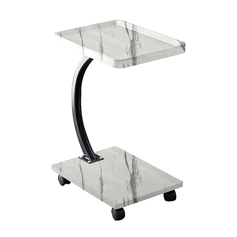 C Shaped Side Table Movable Sofa End Table Modern Coffee Table With Wheels For Small Spaces