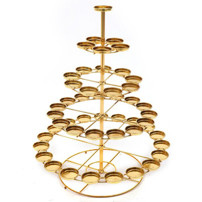 14.37" 3 - Tier 49 Heads Candle Stand Ghee Lamp Holder Buddha Hall Temple Home Decor