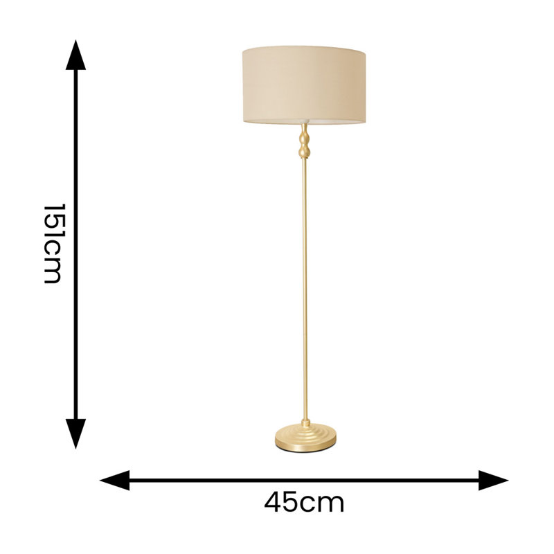 Reselva 151cm Traditional Floor Lamp, Natural, Gold