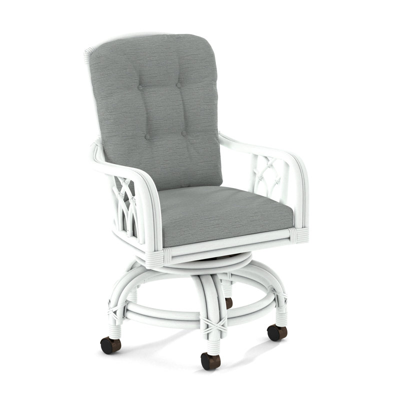 Edgewater Castered Arm Chair, Frost White, White Performance Fabric; 0851-94