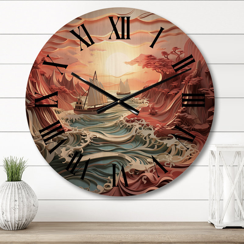 Horloge murale en bois massif Naropa, Petit