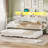Convertable Daybed with Pop Up Trundle LED Bookcase Storage Bed Twin to King-1598279905