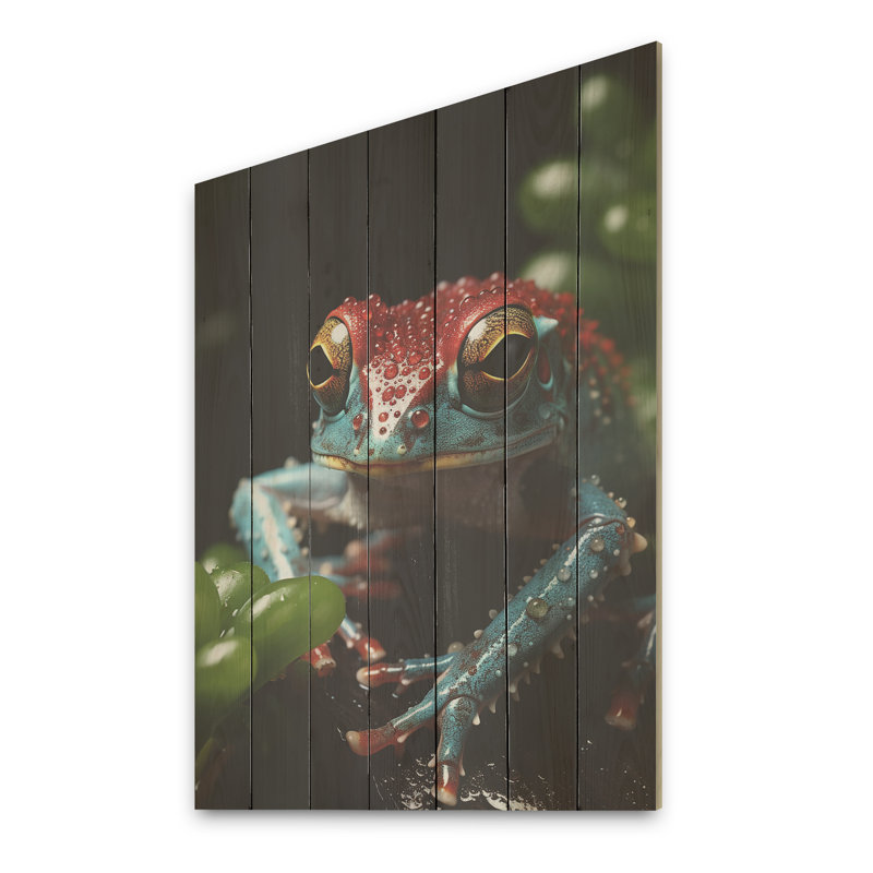 Grenouille sauteuse cachée - animal côtier sur bois, H 44 po x l 34 po
