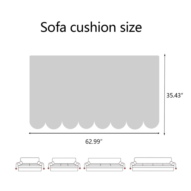 Chenille Box Cushion Sofa Slipcover, 0.12" H x 62.99" W x 35.43" D
