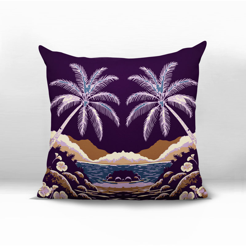 Oreiller carré réversible intérieur / extérieur Groove Palm, Mauve, Carré 17 po