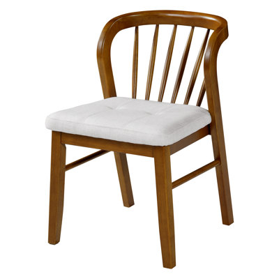 Chaise de salle à manger Mid-Century moderne en bois d'hévéa avec siège rembourré (ensemble de 2)
