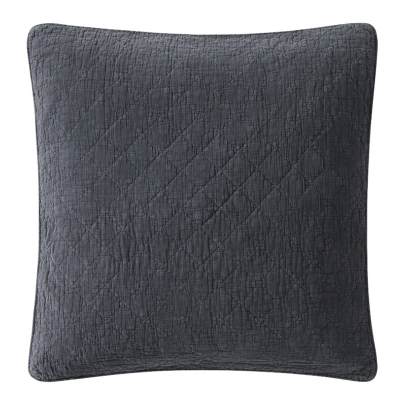 Stonewashed Cotton Gauze Solid Color Classic Casual Modern Rustic Pillow Sham, King, Mineral Blue