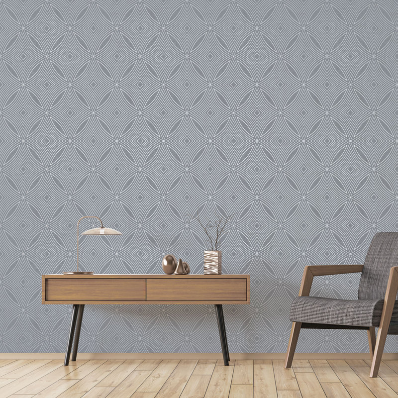 Robbin 10m x 53cm Textured Metallic Finish Non-pasted Wallpaper Roll, Blue/ Silver