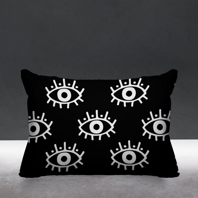 Coussin intérieur / extérieur Ankara Evil Eye, Noir