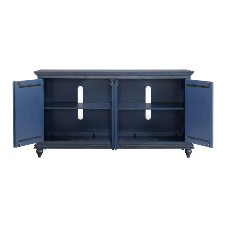 Wide Blue TV Stand with Storage - TV's up to 77 - Rochelle