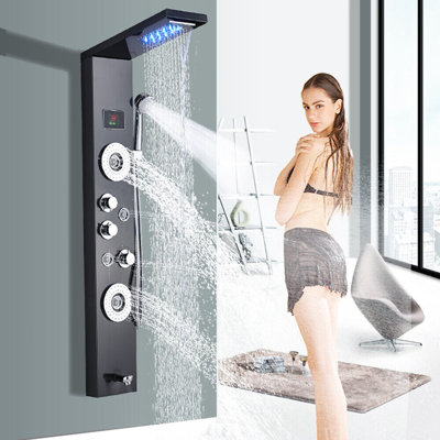 Panneau de douche à DEL 44 po avec pomme de douche réglable