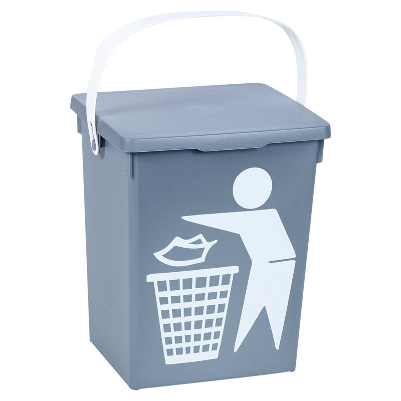 Elizabeth Street Plastic Manual Lift Waste Bin, 5L, Grey