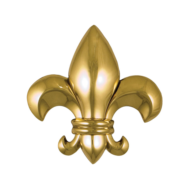 Heurtoir de porte Fleur de Lys, Laiton, 4,5 po x 4,5 po x 1 po
