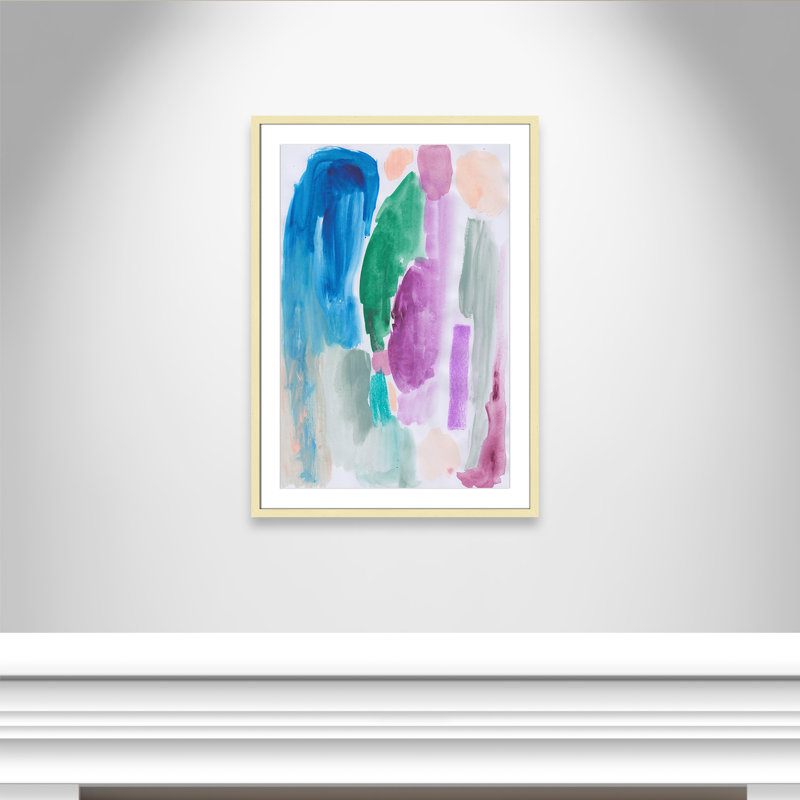 «Vivid Space III» par Bea Dina, Blanc, H 35,5 po x l 25,5 po x P 1,25 po, Papier avec cadre unique doré