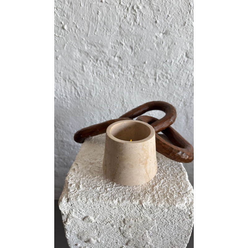 Travertine Large Candle Holder