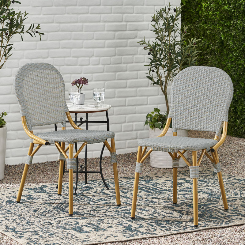 Chaises d'extérieur en gris, style bistro français, aluminium et rouille, 2 chaises de jardin et de jardin, 2, structure, rouille