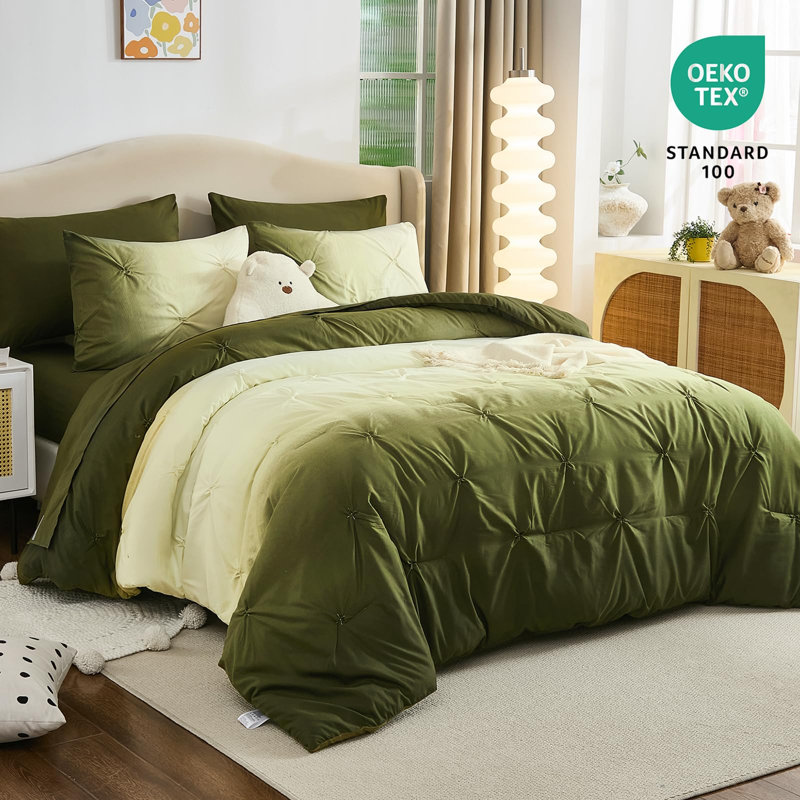 Ensemble de literie Preuck Ombre, Édredon grand, Vert, 7