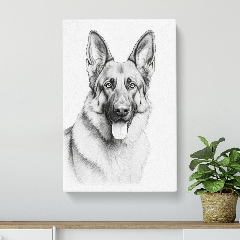 German Shepherd Line - Wrapped Canvas, 76cm H x 50cm W x 3cm D