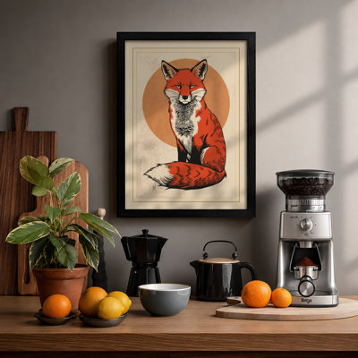 Fox in Circle Modern - Framed Print