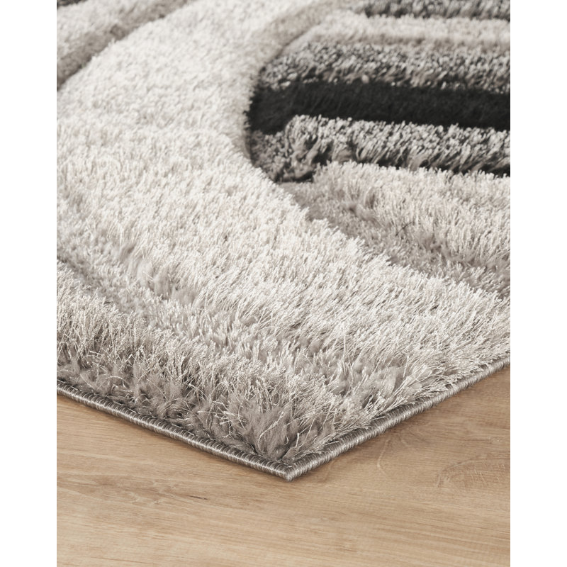 Frio Grey/Black Shaggy Indoor Rug, Rectangle 80cm x 150cm