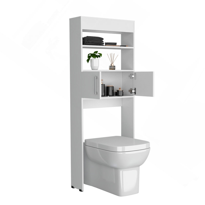 Au-dessus de l'armoire de toilette, double porte, deux tablettes blanches, Blanc