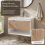Base de meuble-lavabo flottant 30 po seulement, armoire murale moderne en MDF avec tiroir cannelé et tablette ouverte, blanc / chêne
