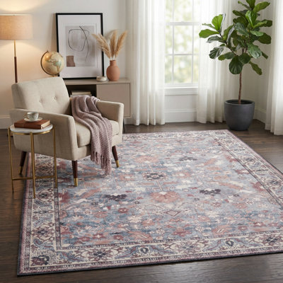 Tapis vintage lavable à la machine Zehorit pour salon, tapis de couloir et tapis d'entrée