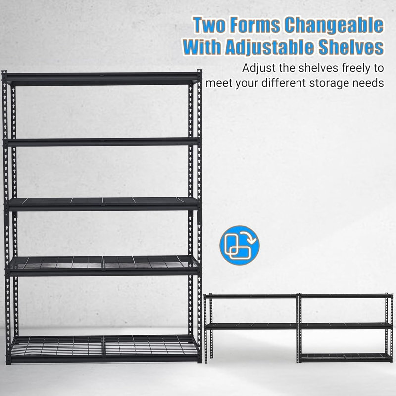 121.9cm W Metal Storage Rack, 182.9cm H x 121.9cm W x 61cm D