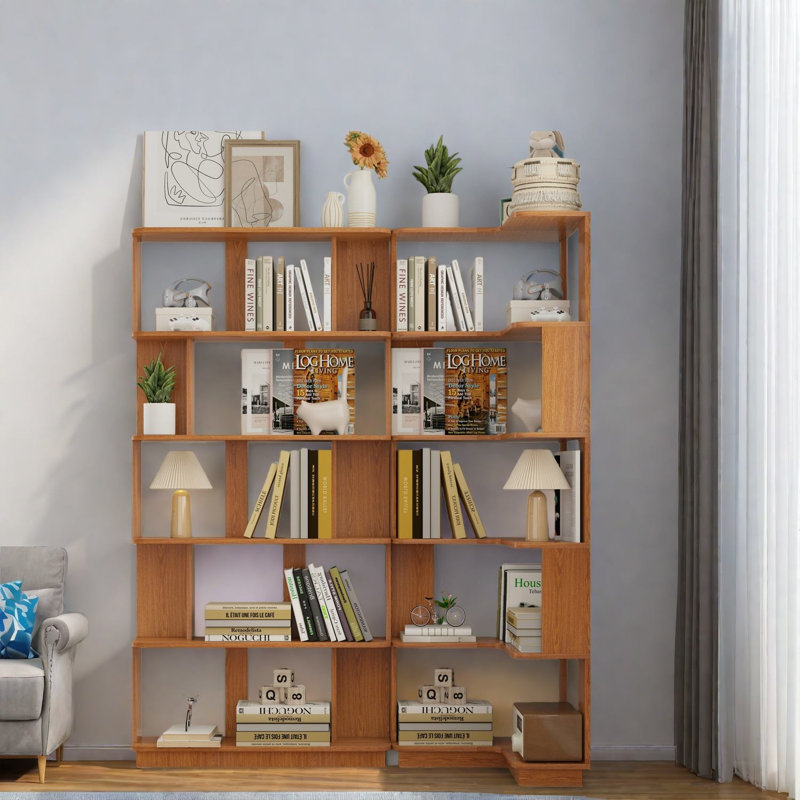 Space-saving Bookcases Set, Mdf Dark Oak, Modern Home Storage Solution