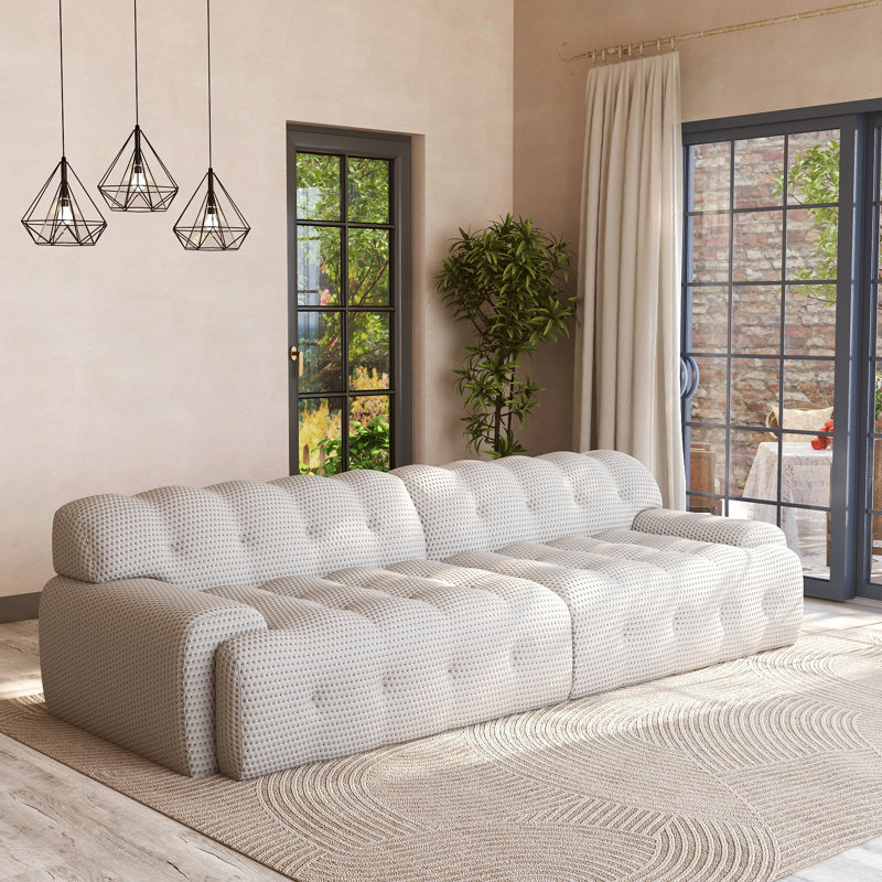 Boneless Bierce Modular Sofa, Light Gray, 27.5”H x 102.4”W x 41.34”D