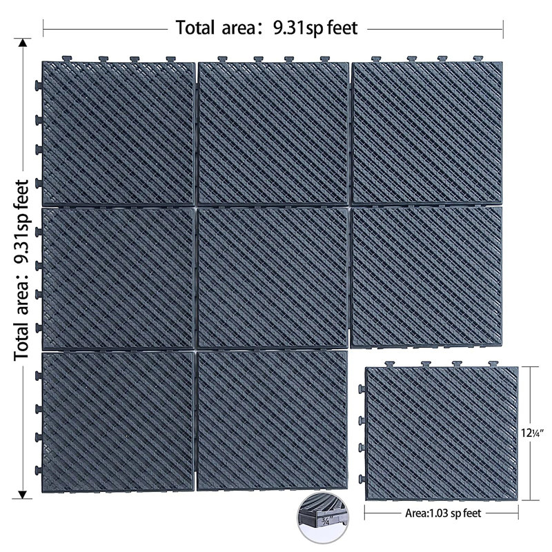 Carreaux de terrasse à emboîtement de patio, 36, Gris foncé