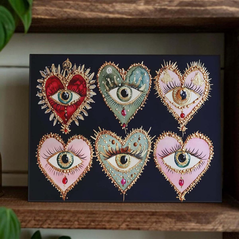 Wall Art Gothic Maximalist Witchy Art Wall Decor Picture Dark Academia Aesthetic Poster Eclectic Love Heart Jewel Gem Painting.