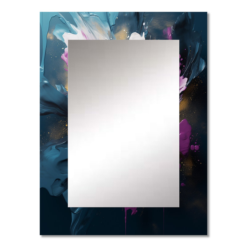 Purple And Blue Realities On Canvas I - Abstract Painting Unique Mirror, Modern Large Wall Mirror, Printed Metal Art