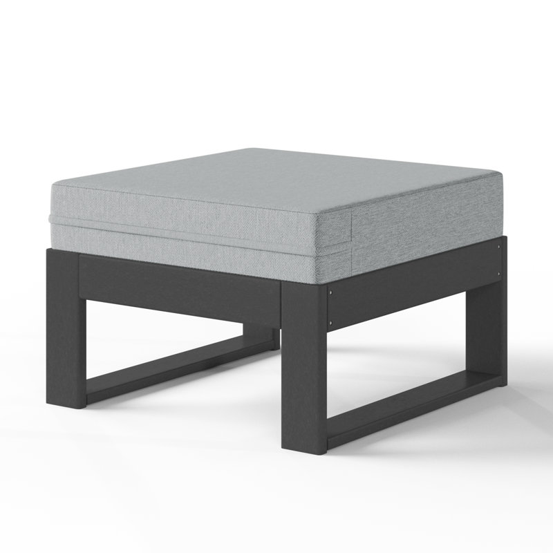 Repose-pieds de patio à assise profonde avec cadre, Gris, Gris clair