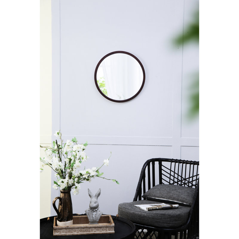 Miroir mural rond en bois, Brun