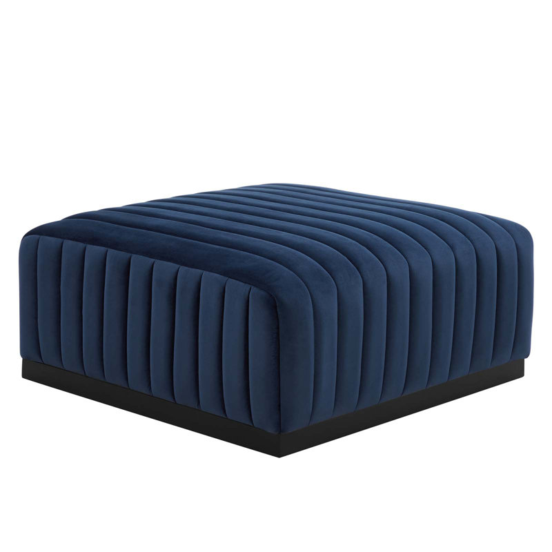Repose-pieds Conjure, Noir, Velours bleu minuit