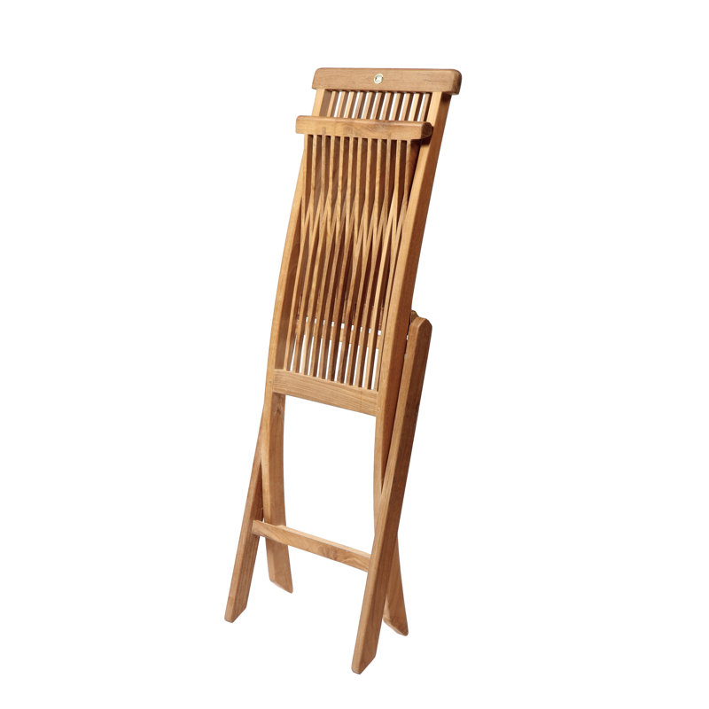 Honey Teak Wood Folding Dining Chair with Curved Backrest