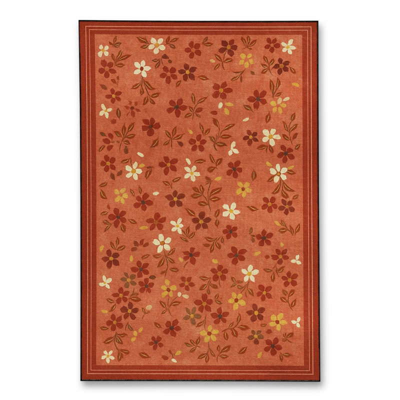 Tapis orange tissé lavable Mosso, 3'3" x 4'11"
