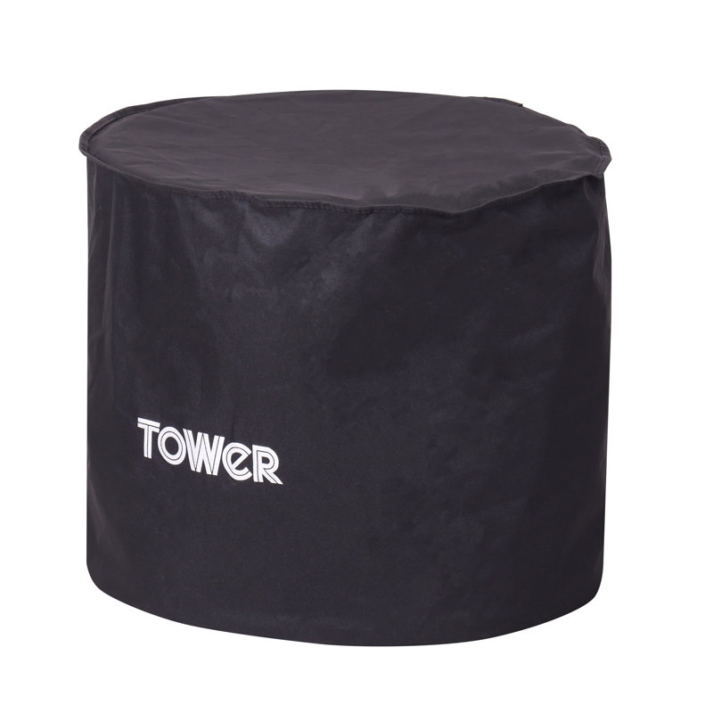 Tower Fire Pit Cover - Heavy-Duty Waterproof & Windproof Outdoor Charcoal Grill Cover, UV Resistant, Black (H63 x W67 x D60cm)