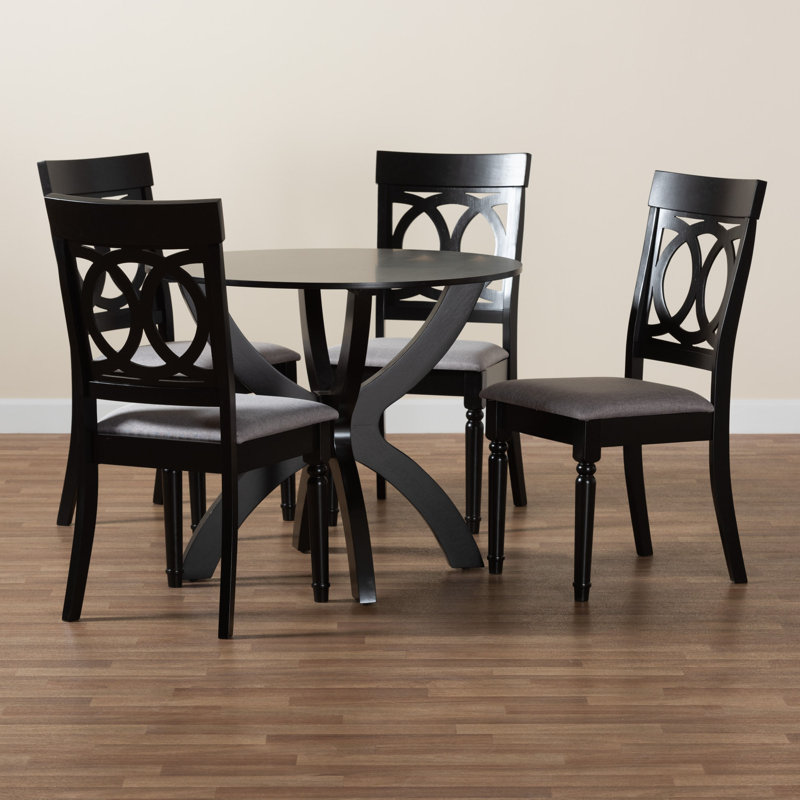 Ensemble repas pour 4 personnes Josiah, Noyer / gris