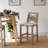 Gilden Counter Stool With Kubu Rattan And Mahogany Wood Finish, 38.03'' H X 17.42'' W X 20.95'' D