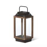 Small Rustic Outdoor Fir Wood And Galvanized Metal Cabin Lantern